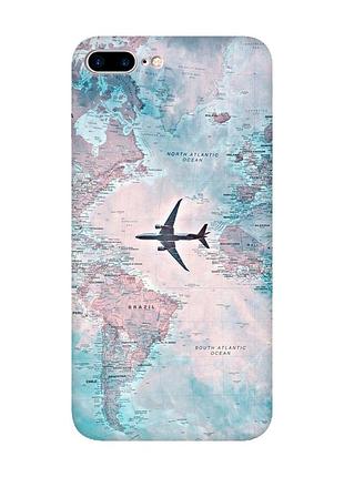 Матовий чохол з рожевими боками на apple iphone 7 plus/8 plus :: подорожі. карта (принт 317)
