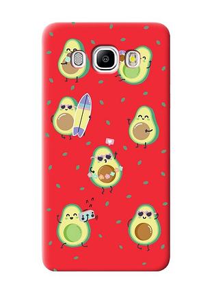 Матовый чехол с красными боками на samsung galaxy j5 (2016) j510 :: авокадо на отдыхе (принт 302)