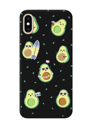 Матовий чохол з чорними боками на iphone xs max :: авокадо на відпочинку (принт 302)