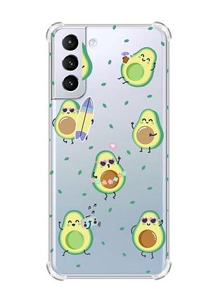 Чехол с утолщёнными углами для samsung galaxy s21 (g991) :: авокадо на отдыхе (принт 302)