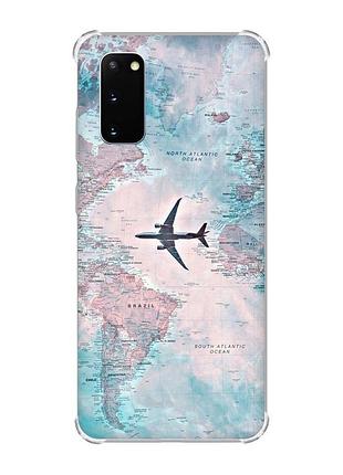 Чехол с утолщёнными углами для samsung galaxy s20 plus :: путешествия. карта (принт 317)