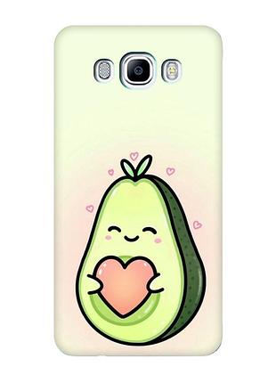 Матовый чехол с бирюзовыми боками на samsung galaxy j7(2016) j710 :: кавай авокадо с сердечком (принт 310)