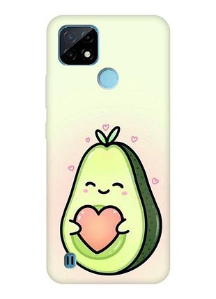 Матовый чехол с красными боками на realme c21y :: кавай авокадо с сердечком (принт 310)