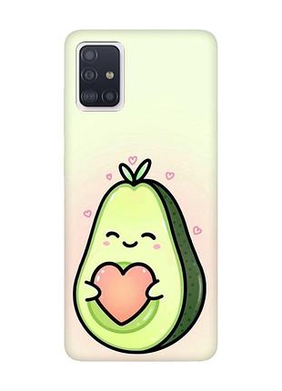 Матовий чохол з чорними боками на samsung galaxy a51 :: кавай авокадо з сердечком (принт 310)