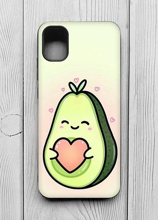 Матовий чохол з чорними боками на samsung galaxy a04e/a042 :: кавай авокадо з сердечком (принт 310)