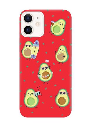 Матовый чехол с красными боками на apple iphone 12/12 pro (6.1) :: авокадо на отдыхе (принт 302)