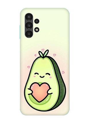 Матовий чохол з бірюзовими боками на samsung galaxy a13 4g :: кавай авокадо з сердечком (принт 310)