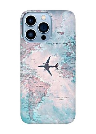 Матовый чехол с черными боками на apple iphone 13 pro max :: путешествия. карта (принт 317)