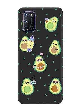 Матовый чехол с черными боками на oppo a52/a72/a92 :: авокадо на отдыхе (принт 302)