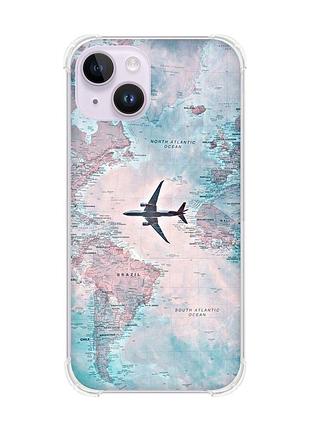 Чехол с утолщёнными углами на iphone 14 :: путешествия. карта (принт 317)