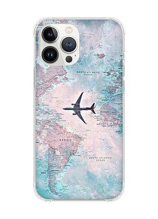 Чохол із потовщеними кутами на iphone 14 pro max :: подорожі. карта (принт 317)