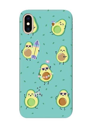 Матовий чохол з бірюзовими боками на iphone xs max :: авокадо на відпочинку (принт 302)