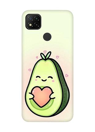 Матовый чехол с розовыми боками на xiaomi redmi 9c/10a :: кавай авокадо с сердечком (принт 310)