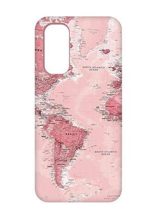 Матовый чехол с розовыми боками на xiaomi redmi note 11 4g :: путешествия. карта (принт 319)