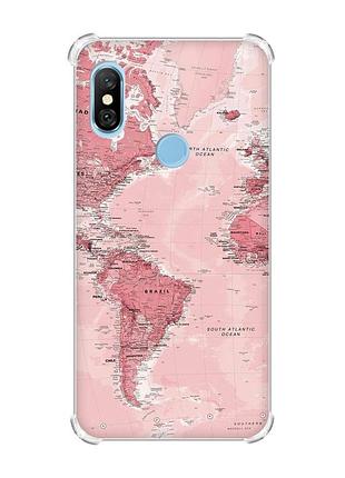 Чохол з потовщеними кутами на xiaomi redmi note 6 pro :: подорожі. карта (принт 319)