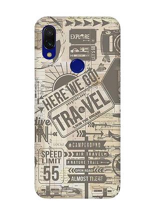 Матовый чехол с розовыми боками на xiaomi redmi 7 :: путешествия (принт 324)