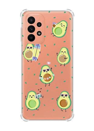 Чехол с утолщёнными углами для samsung galaxy a23 :: авокадо на отдыхе (принт 302)