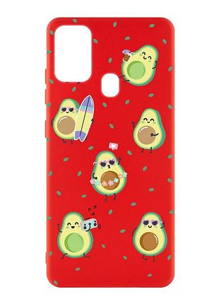 Матовый чехол с красными боками на samsung galaxy m30s/m21 :: авокадо на отдыхе (принт 302)