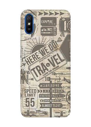 Матовий чохол з рожевими боками на xiaomi redmi 9a :: мандри (принт 324)