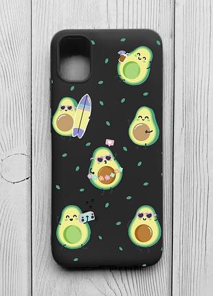 Матовий чохол з чорними боками на samsung galaxy a04e/a042 :: авокадо на відпочинку (принт 302)