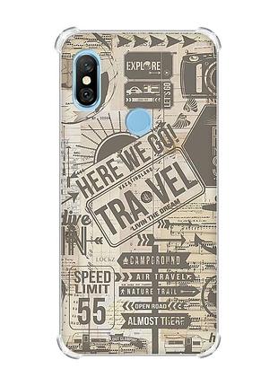 Чохол з потовщеними кутами на xiaomi redmi note 6 pro :: мандри (принт 324)