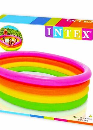 Надувний дитячий басейн «райдуга» intex 168*46 см ⁇ дитячий басейн ⁇ надувний басейн
