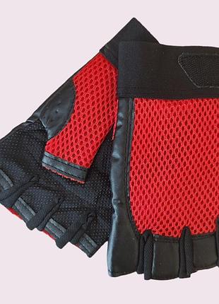Спортивні безпалі рукавички колір червоний розмір l-xl