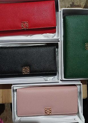 Жіночий шкіряний гаманець loewe, брндовий гаманець, гаманець натуральна шкіра