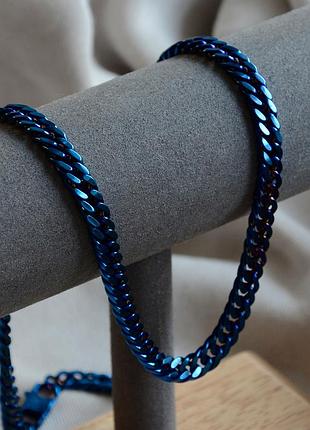 Мужская цепь на шею из нержавеющей стали "neo blue" 8 мм