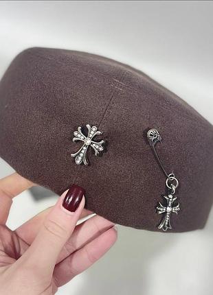 Кепі chrome hearts, кепі chrome hearts, бере chrome hearts, бере хром хартс, кепка хром хартс, кепі зимова коричневий