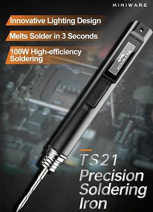 Паяльник miniware ts21 питание usb type-c + 3 жала типа с210 ku,is,i - без блока питания 2