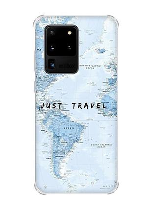 Чохол з потовщеними кутами на samsung galaxy s20 ultra :: подорожі. карта (принт 323)