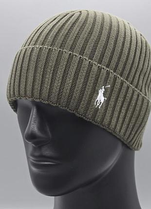 Мужская шапка polo, шапка поло, мужская шапка, стильная шапка, зимняя шапка гірчичний