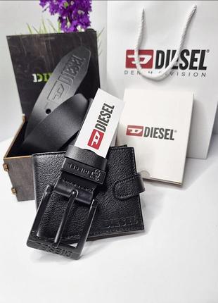 Кожаный ремень diesel дизель 4 см, ремни с логотипом, брендовые ремни, ремень мужской черная
