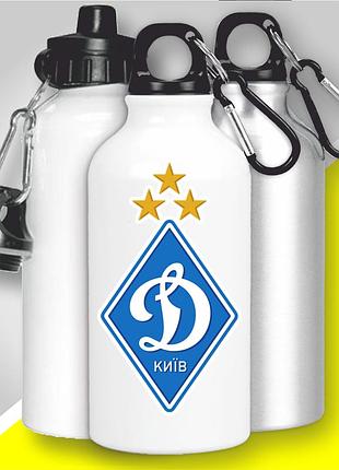 Фляга спортивна металева з карабіном фк "динамо київ" сувенір для фанатів футболу
