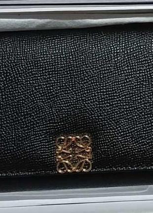 Женский кожаный кошелек loewe, брнндовый кошелек, кошелек натуральная кожа черный