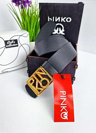 Женский кожаный брендовый ремень 4 см pinko пинко, ремни с логотипом, брендовые ремни, ремень золото