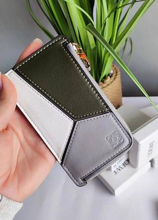 Жіночий шкіряний гаманець loewe в кольорах, гаманці шкіряні жіночі, брендовий кішок натуральна шкіра сірий