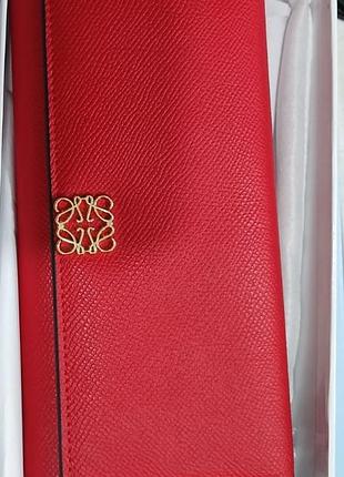 Женский кожаный кошелек loewe, брнндовый кошелек, кошелек натуральная кожа красный