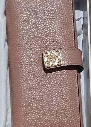 Женский кожаный кошелек loewe, маленький кошелек, кошелек натуральная кожа, складной кошелек бежевый
