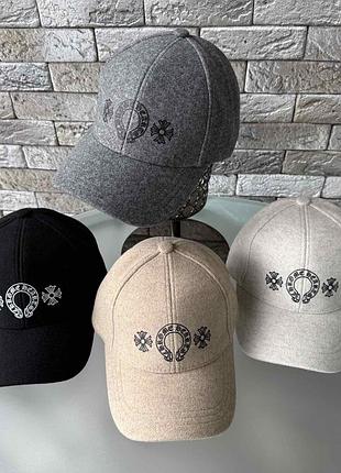 Жіноча кепка chrome hearts, кепка хром хартс зимова, брендова кепка, тепла кепка