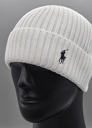Мужская шапка polo, шапка поло, мужская шапка, стильная шапка, зимняя шапка білий