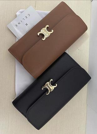 Жіночий шкіряний гаманець celine, гаманець селін, брендовий кошлек, гаманець натуральна шкіра чорний