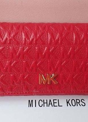 Женский брендовый кожаный кошелек michael kors, кошелек майкл корс в расцветках, кошелек с логотипом красный