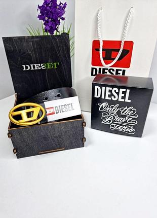 Женский кожаный ремень дизель 3 см черный, ремень diesel, ремень кожа, ремень с логотипом желтая