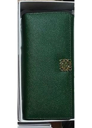 Женский кожаный кошелек loewe, брнндовый кошелек, кошелек натуральная кожа зеленый