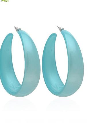 Сережки кільця акрилові блакитні 6 cm