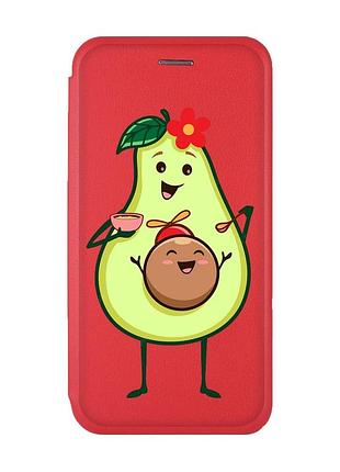 Чехол-книжка с рисунком для samsung galaxy a52 (a525) красный :: малыш авокадо (принт 309)