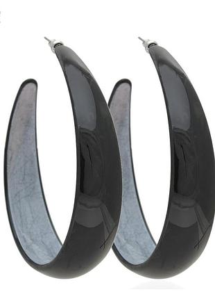 Сережки кільця акрилові чорні 7cm
