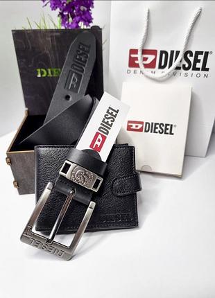Шкіряний ремінь diesel дизель 4 см, ремені з логотипом, брендові ремені, ремінь чоловічий срібло 1